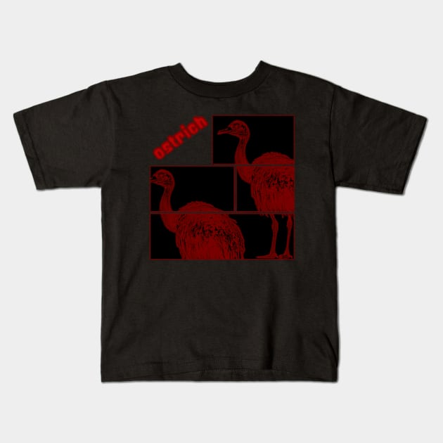 Ostrich Kids T-Shirt by Horrorrye